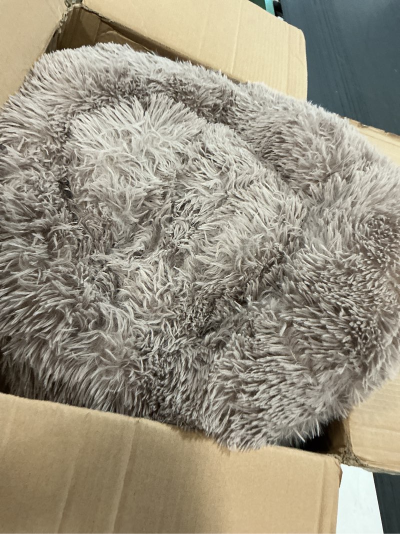 Condition photo showing As Is for MIXJOY Orthopedic Dog Bed Comfortable Donut Cuddler Round Pet Beds Ultra Soft Washable Dog and Cat Cushion (20''/23''/30'') (23'', Brown) S(23’’x 23’’) Brown