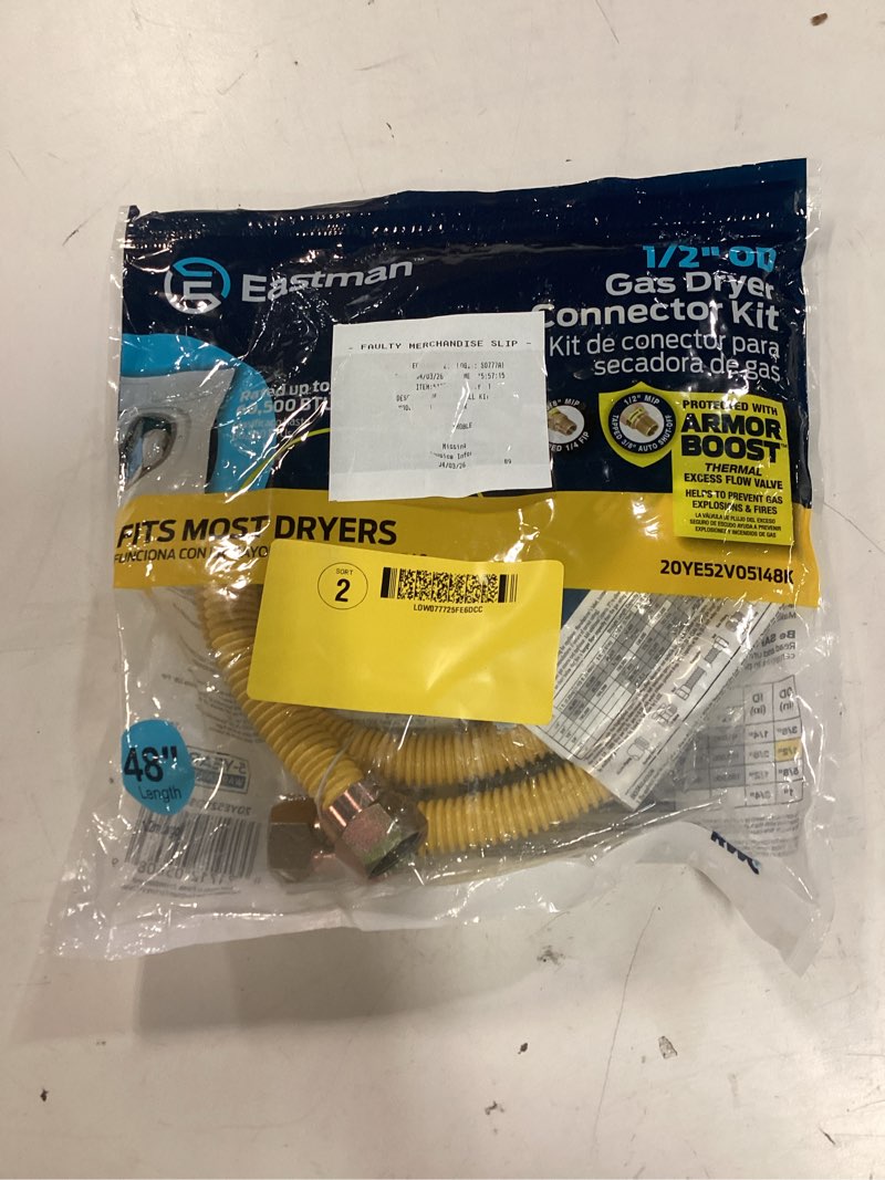 Condition photo showing New/Like New for eastman 20ye52v05148k gas dryer connector & installation kit - quantity 1