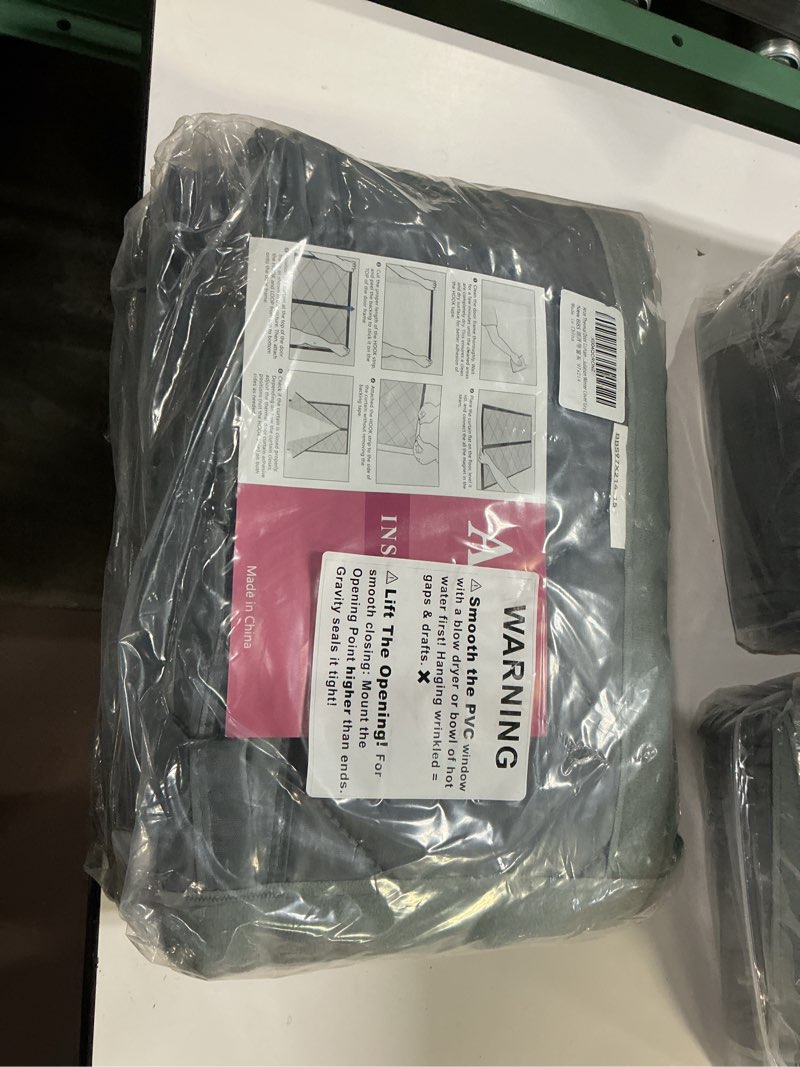 Condition photo showing New/Like New for Magnetic Thermal Insulated Door Curtain, 34 x 82 Inch Winter Door Cover Curtain Size 38 x 84 Waterproof Thick Insulation Blanket with Visible Window Side Opening Gray Gray W Fit Door Size 34x82