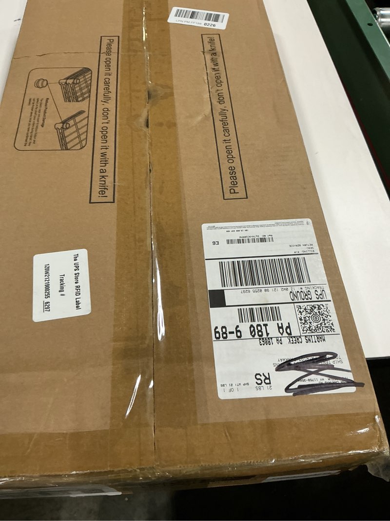 Condition photo showing New/Like New for Ulif U11 Mini Over Washer and Dryer Shelves, 3 Tiers Laundry Room Storage and Organizer Standing Shelf, Metal Freestanding Clothes Drying Rack, 28.3”W x 19.7”D x 77.6”H, White White U11 Mini