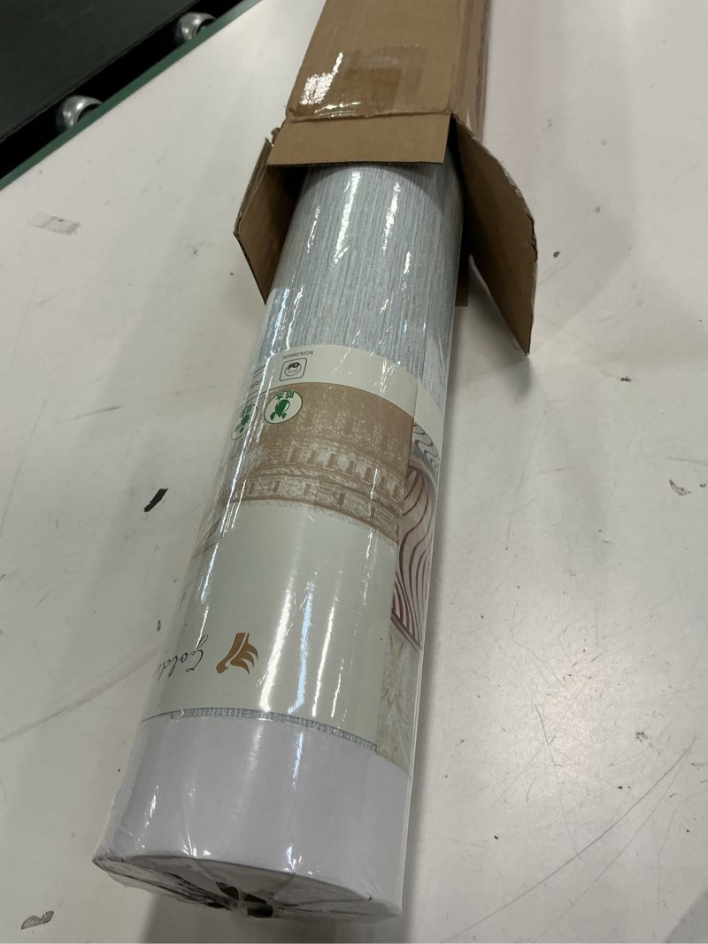 Condition photo showing Good Condition for Haimin Grasscloth Wallpaper Peel and Stick 20.9in X 393in Fabric Contact Paper Wall Paper Textured Wallpaper Horizontal Stripes Look Self-Adhesive Thick Vinyl Embossed (Light Blue)