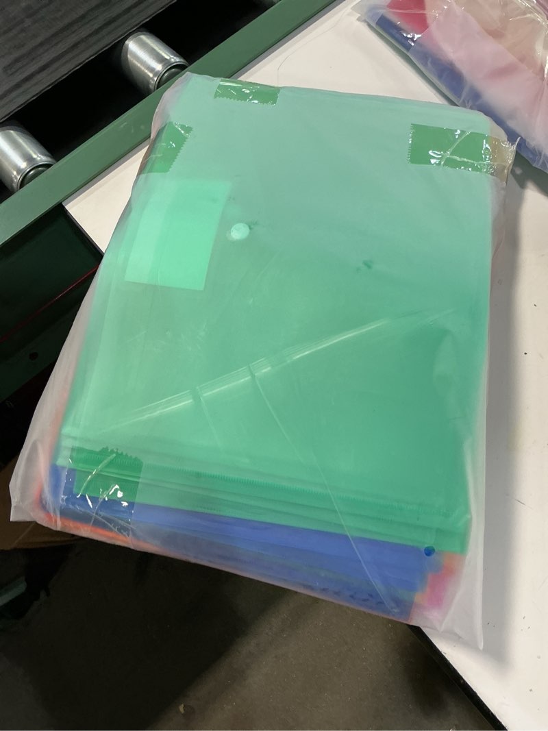Condition photo showing Good Condition for 48 pack plastic envelopes, clear document folders letter a4 size, file envelopes with label pocket and snap button, plastic file folders for home work office organization, 8 colors