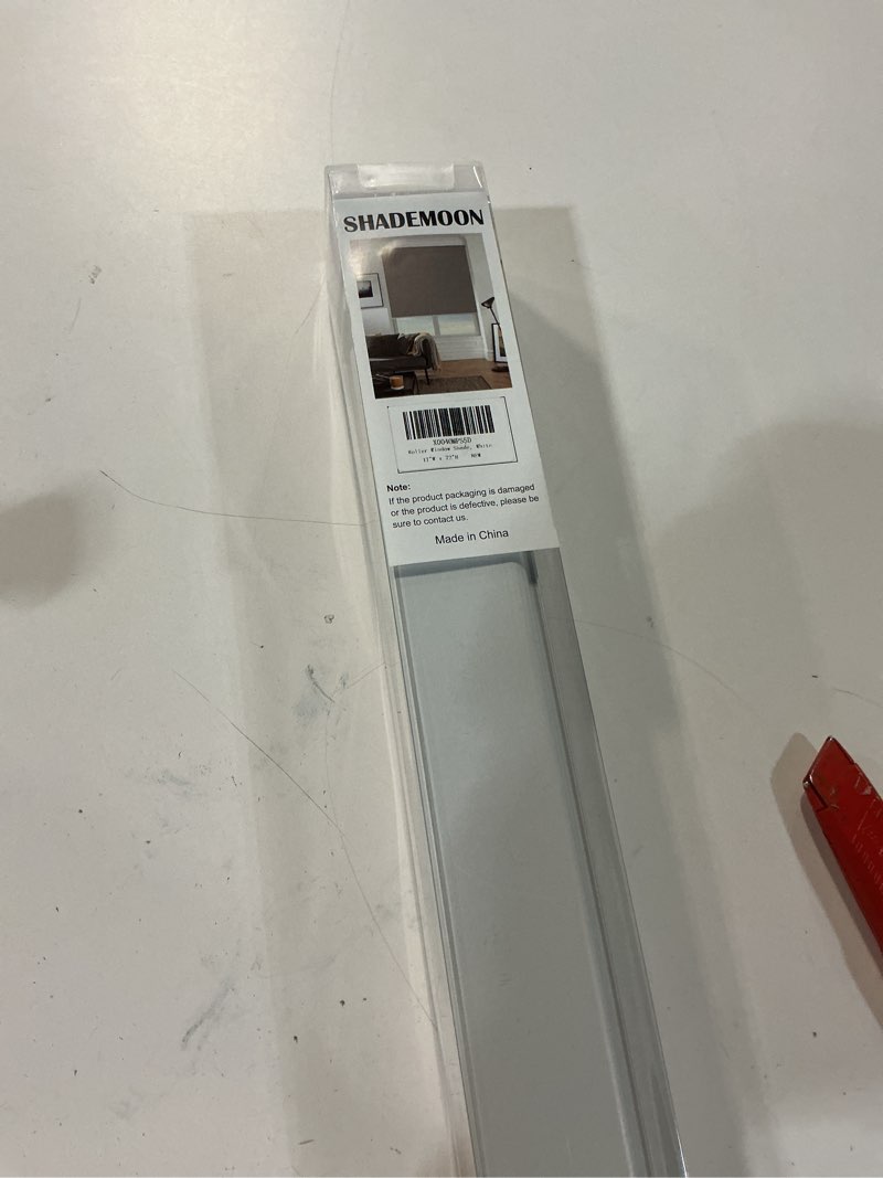 Condition photo showing New/Like New for shademoon blackout cordless roller shades for windows,free-stop system blind with valance,pull down room darkening indoor shades,thermal insulated uv blocking fabric,home office(white,17" w x 72" h) white 17"w x 72"h