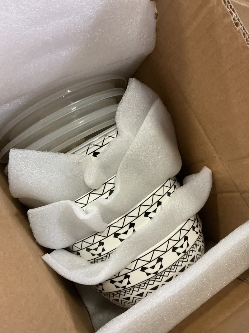 Condition photo showing New/Like New for dowan 30 oz bowls with lid - ceramic bowls set of 4 for soup, cereal, oatmeal, rice, pasta, salad - dishwasher & microwave safe