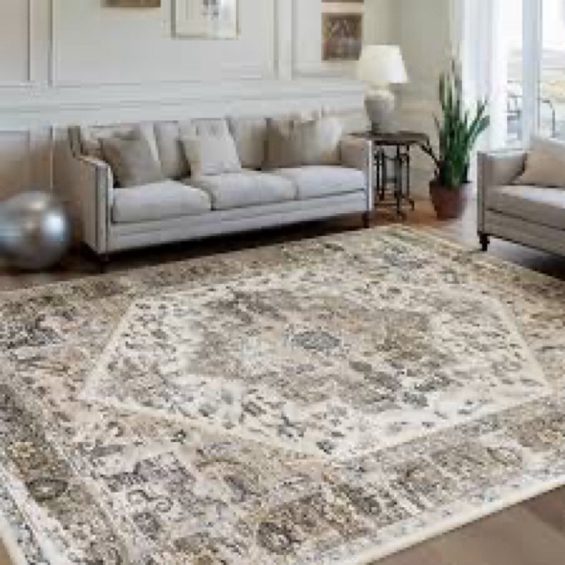 Area Rug for Living Room 8x10,Large Machine Washable Vintage Oriental Soft Carpet