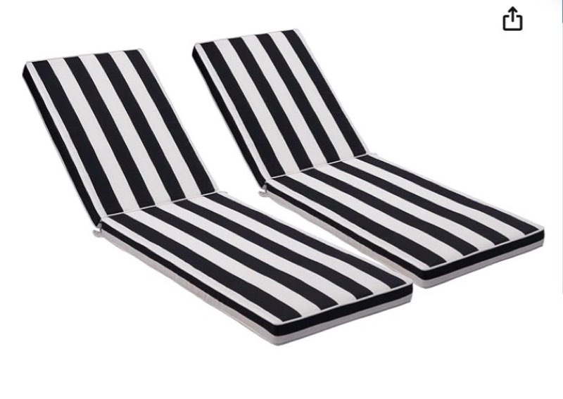 only choice 2 pcs set outdoor lounge chair cushions patio chaise lounge replacement cushions furniture seat cushions(black+white stripes-2 pcs)
