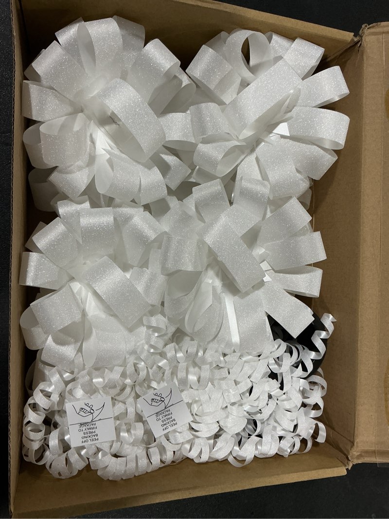 Condition photo showing Good Condition for FORBINBO 16 Pcs Gift Bows Assortment - 4 Size Gift Bowsand 2 Crimped Curling Ribbons, Perfect for Christmas, Holiday?Birthdays, Weddings, Baby/Bridal Showers, Party (White)
