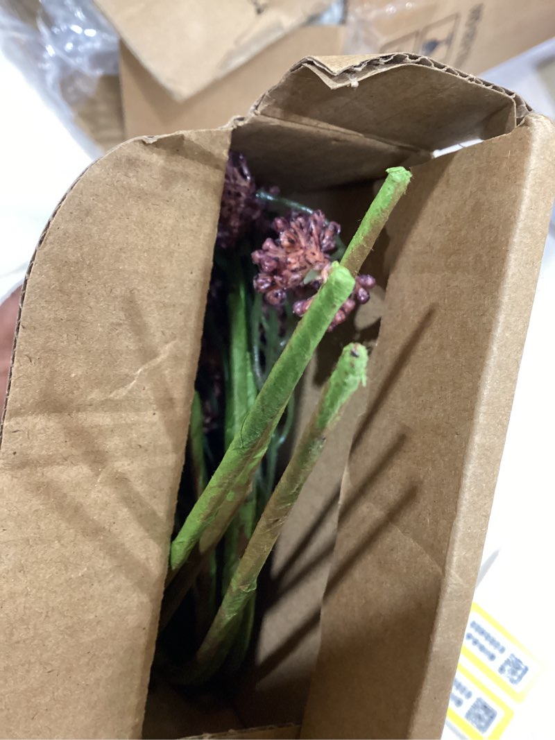 Condition photo showing As Is for 6 Pcs Fall Artificial Soft Plum Sedum Berry Stem Autumn Faux Berry Picks Branches Faux Spray for Home Halloween Thanksgiving Farmhouse Mantel Harvest DIY Decorations 6 Plum 16 Inch