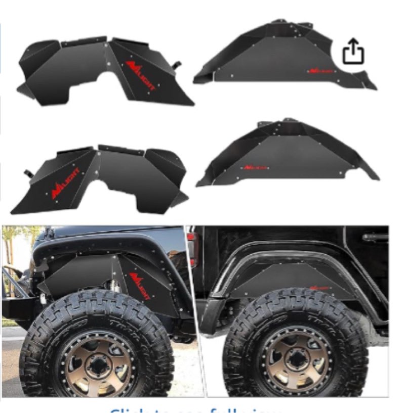 Nilight Front & Rear Inner Fender Liners Wheel Cover Fit for 2007-2018 Wrangler JK JKU 4WD (4-Door/2