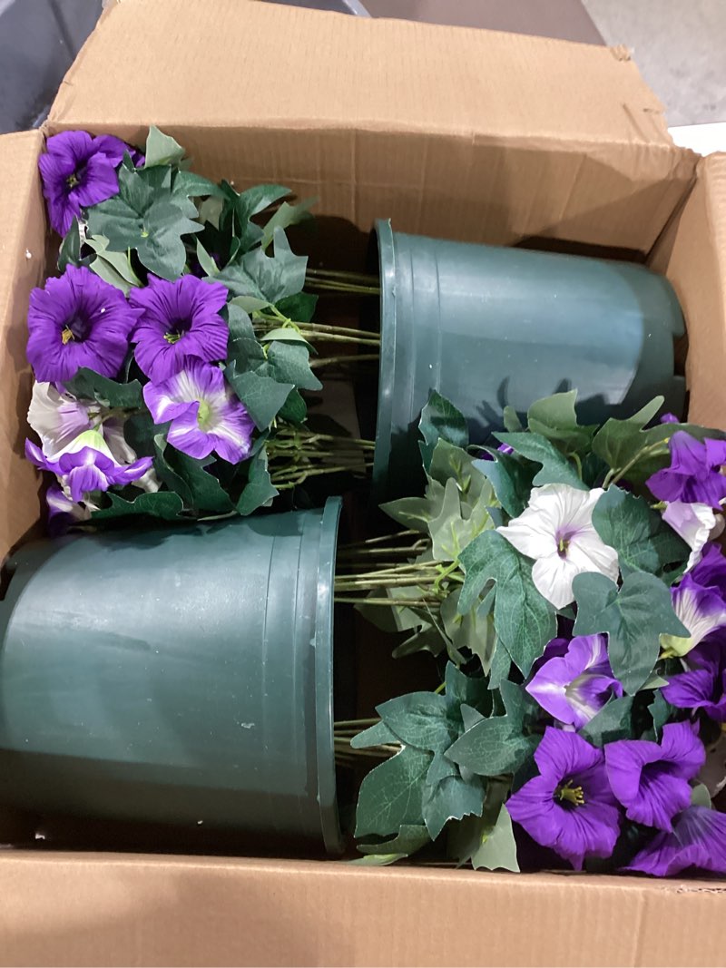 Condition photo showing Good Condition for martine mall artificial flowers for outdoors, 2 potted realistic fake outdoor flowers, uv resistant 