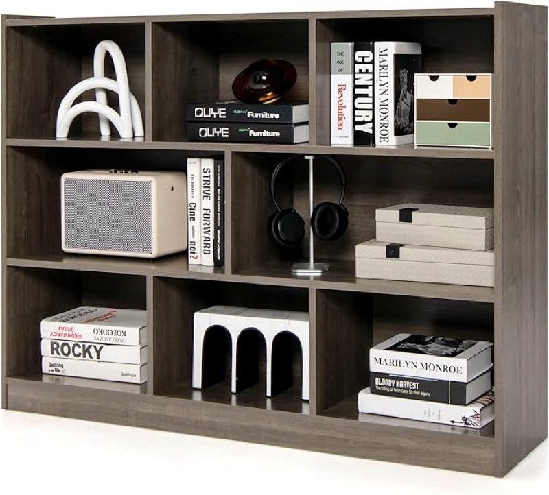 Lkeiyay Organizer Cabinet in White?Wooden 3-Tier Free Standing Open Bookshelf for Home Office, 8-Cube Storage Shelf Bookcase black 8 Cube black