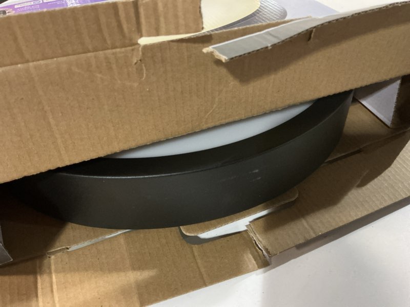 Condition photo showing Good Condition for globe electric wes 13-in matte black indoor smart led rgbw flush mount light with plastic shade
