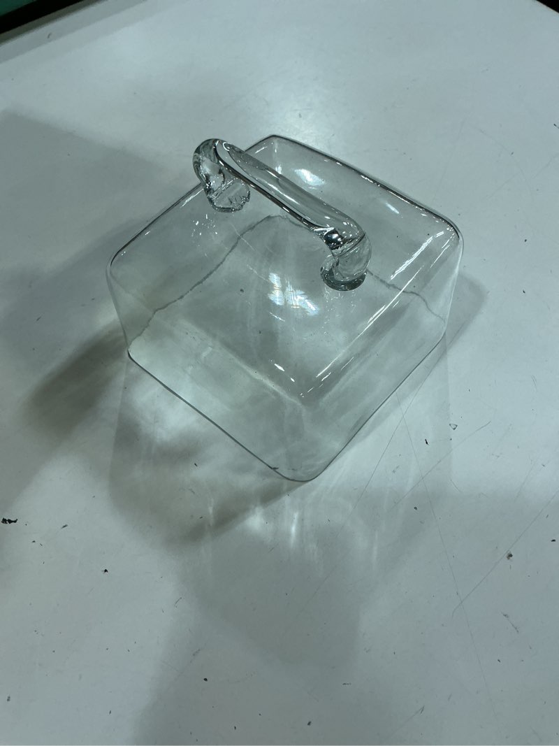 Condition photo showing Good Condition for glass cloche with marble base, clear and white