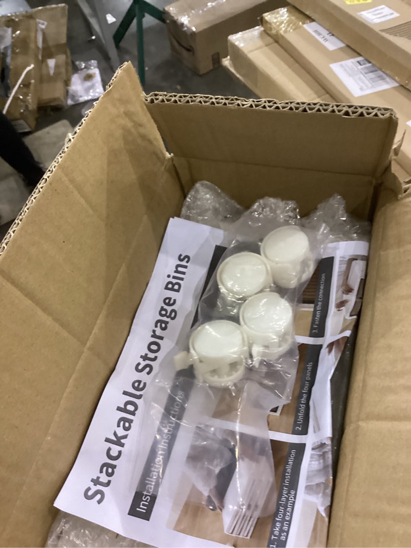 Condition photo showing New/Like New for novelinks Storage Bin with Lid Collapsible Plastic Storage Bins With Wheels Foldable Storage Containers with doors White Closet Organizers,3 Tier