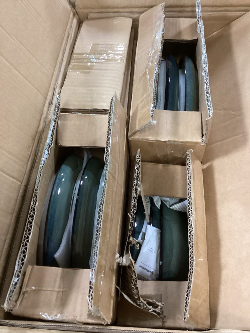 Condition photo showing New/Like New for vancasso Starry Plates and Bowls Sets for 6, 24 Pieces Dinnerware Sets, Green Reactive Glaze Dishes Sets for Kitchen, Scratch Resistant Stoneware Dishes Set, Dishwasher and Microwave Safe 24 Pieces(Service for 6) Green