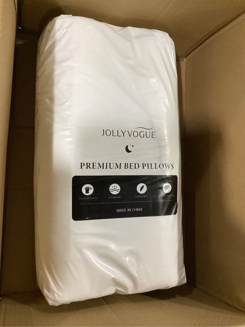 Condition photo showing New/Like New for JOLLYVOGUE Pillows Queen Size Set of 2 for Sleeping, Soft and Supportive Bed Pillow with Down Alternative Filling for Side and Back Sleepers, Hotel Collection 01 - Classic Design Queen (Pack of 2)