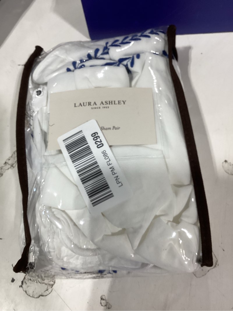Condition photo showing New/Like New for laura ashley - euro shams, 100% smooth cotton with envelope closure, throw pillow cover for bed or couch, oeko-tex certified, set of 2 (stitched vine blue, 26" x 26") 26" x 26" (pack of 2) stitched vine blue