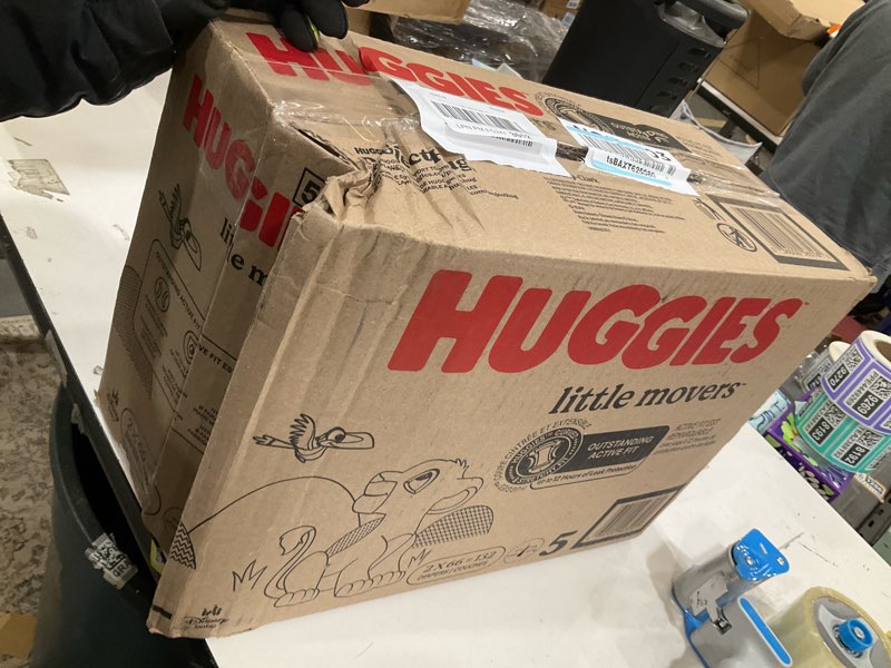 Condition photo showing As Is for Huggies Little Movers Diapers - Size 5 - 132ct
