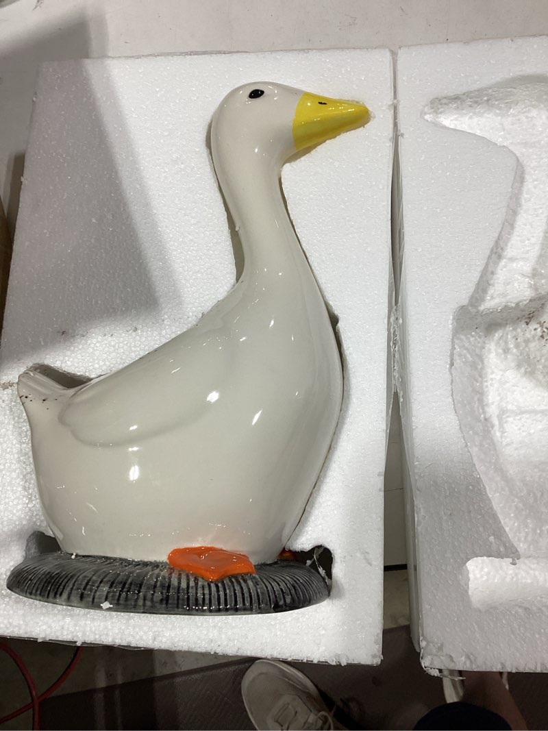 Condition photo showing As Is for foldtier silly goose vase ceramic cute flower vase goose birthday party table centerpieces white animal planter pot home decor for office living room kitchen bathroom decor housewarming gifts