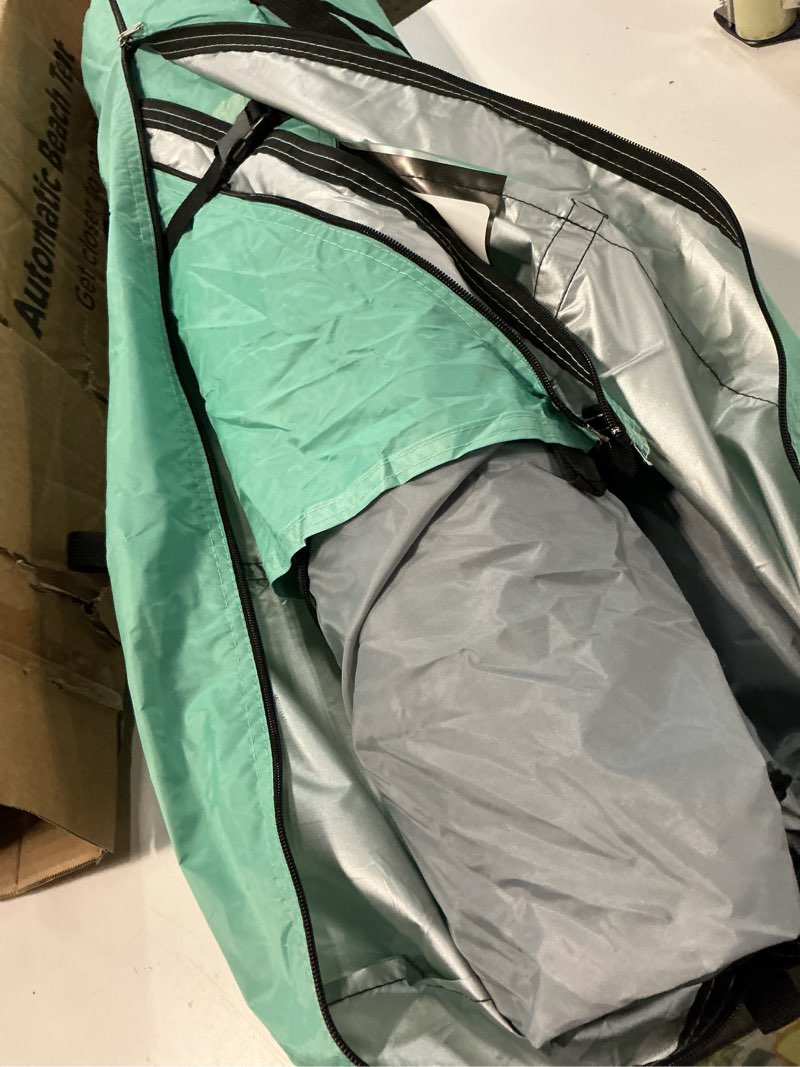 Condition photo showing Good Condition for elegear beach tent with canopy, 1-second setup pop up sun shelter shade, upf 50+ uv protection silver-coated lightweight portable beach cabana green 4-6 person