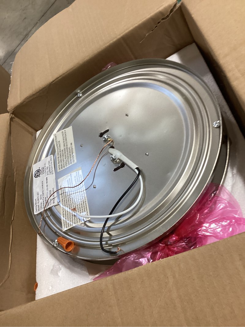 Condition photo showing As Is for kalium led ceiling light with remote 2 pack 13 inch flush mount ceiling light fixture, 24w 3000k-6000k adjustable color temperature, dimmable lighting fixtures for kitchen bedroom living room hallway 2pack brushed nickel 13inch