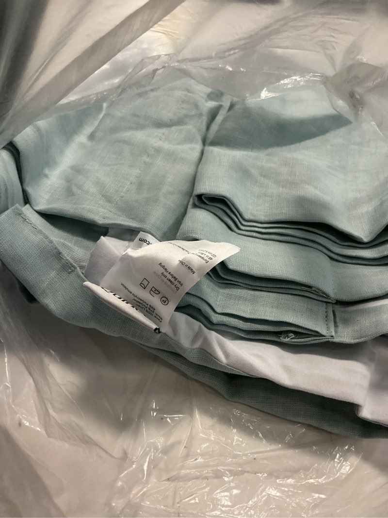 Condition photo showing Good Condition for european linen true blackout curtain, 48x84, light blue