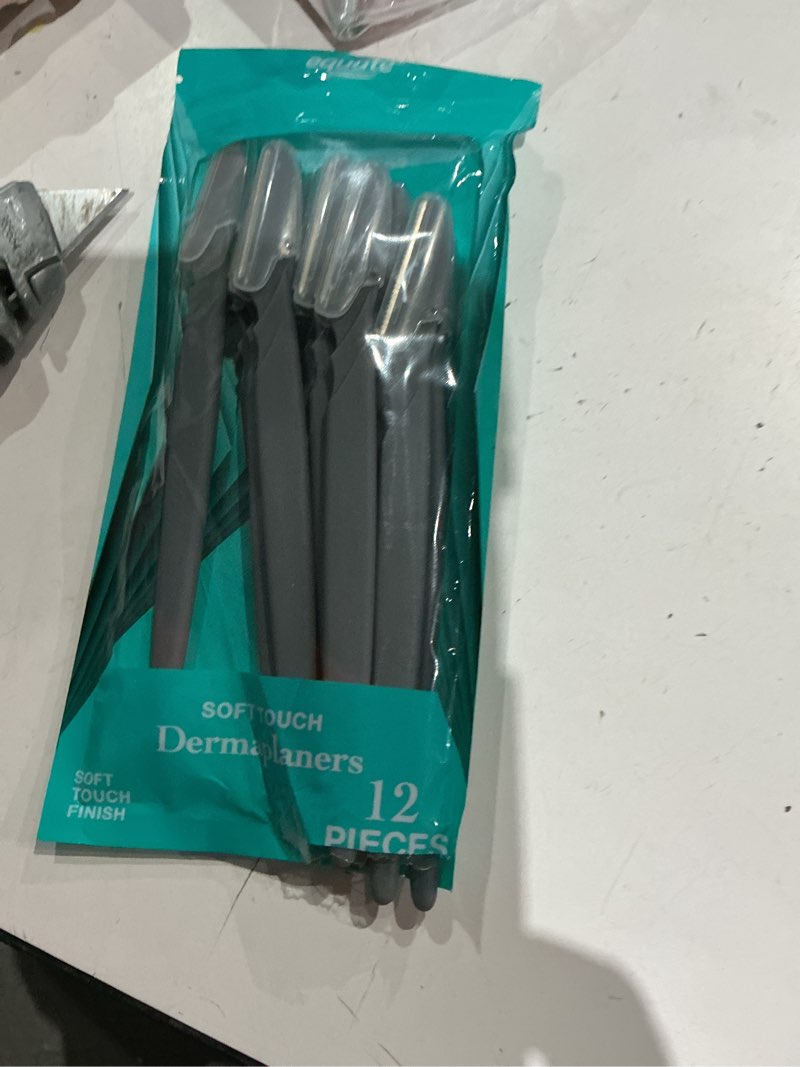 Condition photo showing As Is for equate soft touch stainless steel dermaplaner razors, 12 pieces