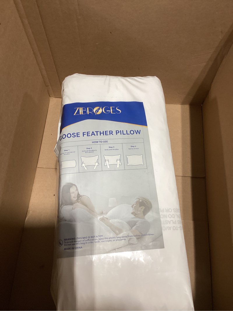 Condition photo showing New/Like New for Goose Feather Pillows King Size Pack of 2 - Hotel Down Bed Pillow for Sleeping, Soft 600 Thread Count Cotton Cover, Fluffy Support Surround Fill Polyester for Side, Stomach, Back Sleepers