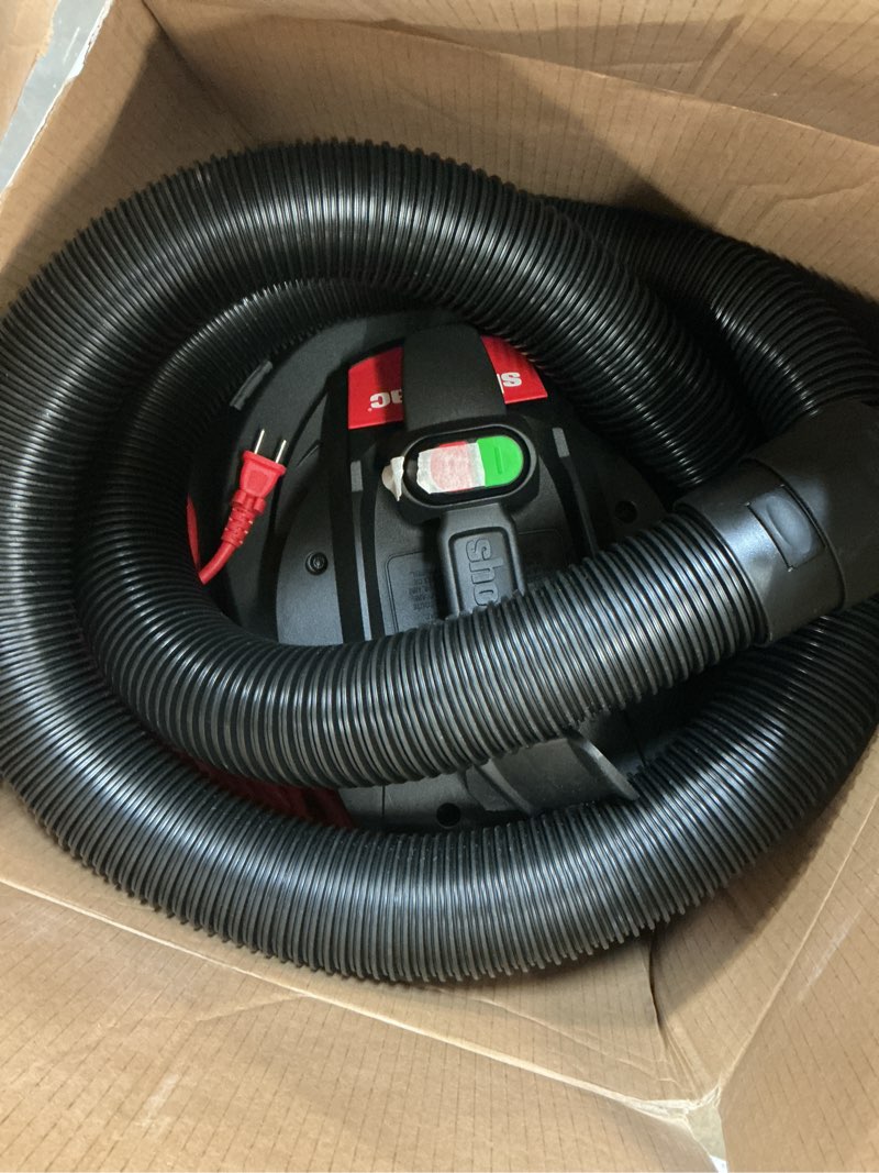 Condition photo showing As Is for shop-vac 12-gallon 6.5 hp corded wet/dry shop vacuum with accessories included