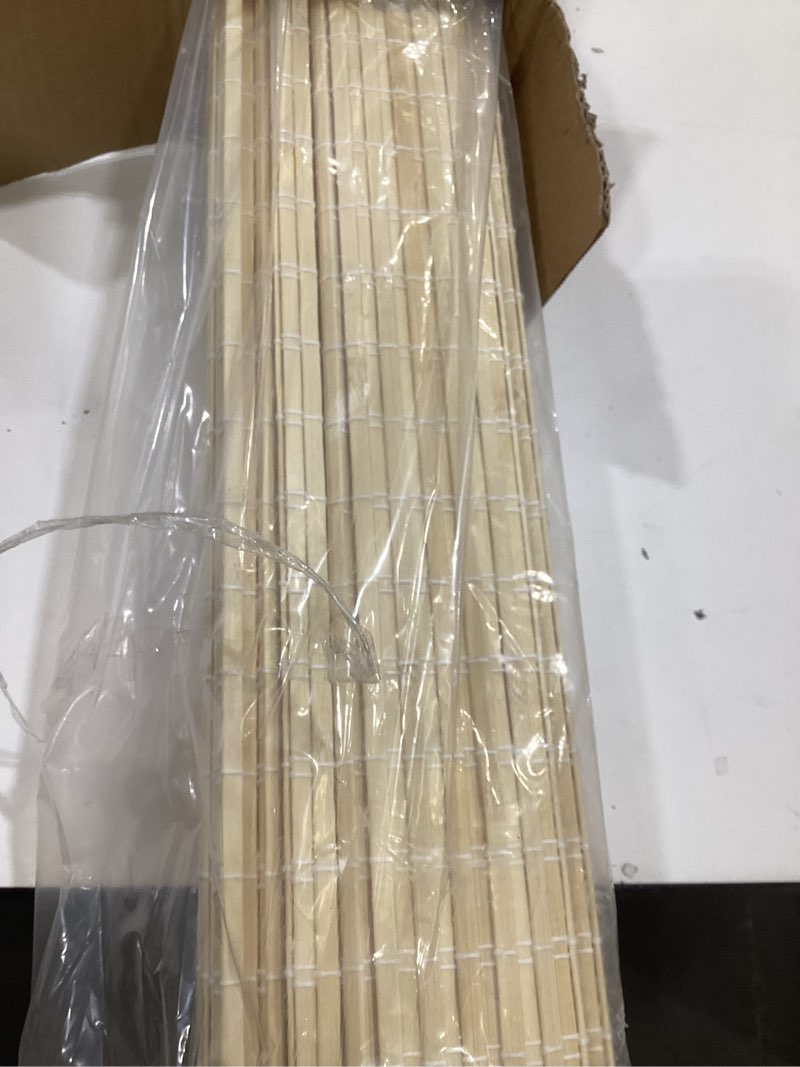 Condition photo showing Good Condition for lazblinds no tools no drill cordless bamboo roman shades, privacy room darkening window treatment, roll up bamboo blinds for window 36'' w x 64'' h, dp-natural dp-natural 36'' w x 64'' h
