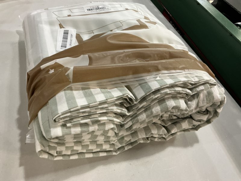 Condition photo showing Good Condition for fossa striped duvet cover set 100% washed cotton linen feel full | super soft breathable lightweight & all season bedding set with hidden zipper & 8 corner ties (dark grey) stripes - dark grey (no comforter) full (80" × 90")