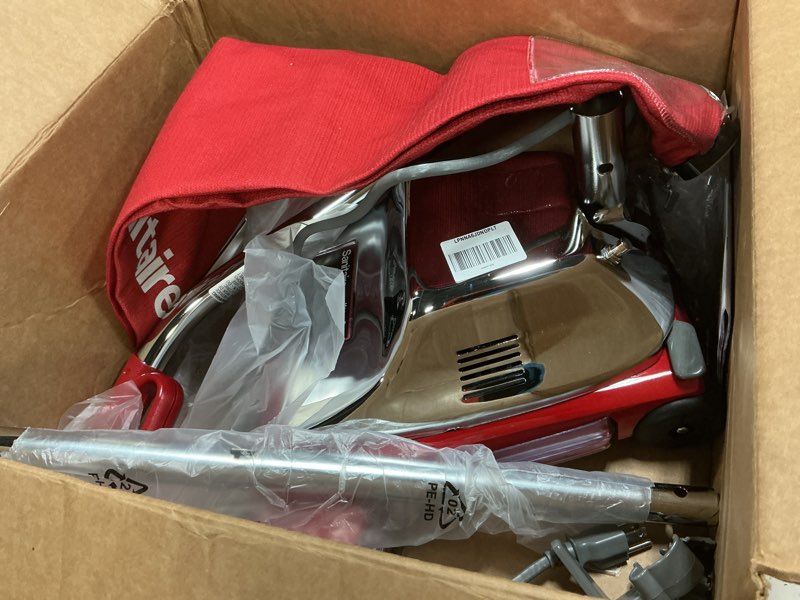 Condition photo showing As Is for sanitaire - sc899h sc899 tradition quietclean upright vacuum red, 10.5" x 16.5" x 20.5"