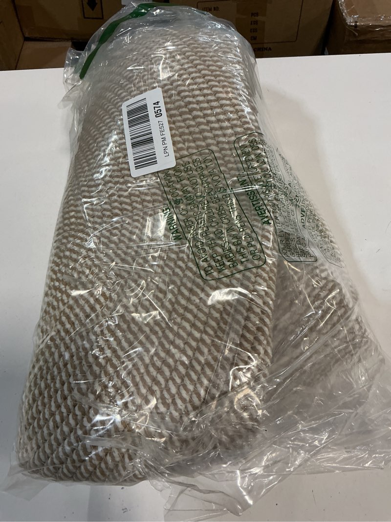 Condition photo showing Good Condition for 67L Large Blanket Basket, 20"x13" Woven Storage Baskets With Handle, Cotton Rope Blanket Basket Living Room, Baby Laundry hamper for Blanket, Nursery, Toy, Pillow (White & Brown) 67L White & Brown