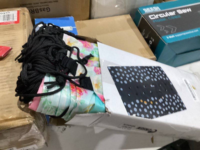 Condition photo showing As Is for Censen 24 Pcs Tea Party Drawstring Bags Set Bulk 12 x 10 Inch Spring Themed Bags for Girls Boys Kid Birthday Baby Shower Party
