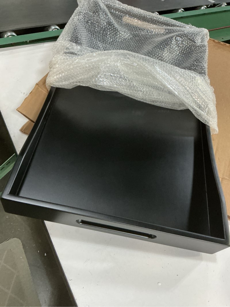 Condition photo showing Good Condition for gobam bamboo extra large ottoman tray, 26 x 15 inches - wooden tray for dining table & parties, serving tray with handles for food, cheese, snacks, tea, coffee & wine black 26" x 15" x 2.4"