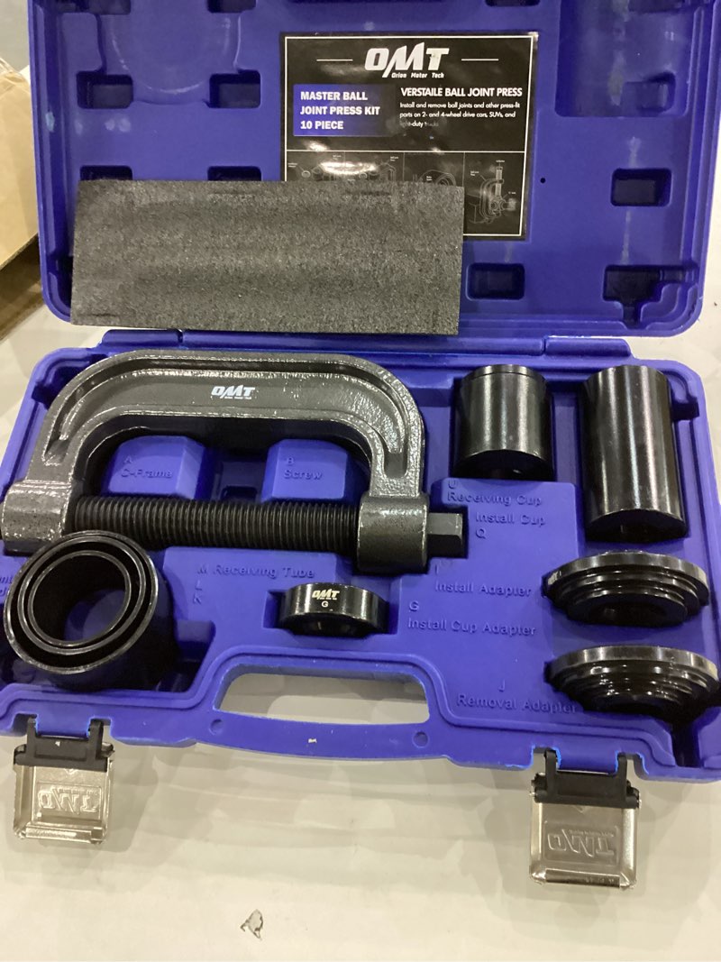 Condition photo showing Good Condition for Orion Motor Tech Heavy Duty Ball Joint Press & U Joint Removal Tool Kit with 4wd Adapters, for Most 2WD and 4WD Cars and Light Trucks (BK) dark gray C-frame