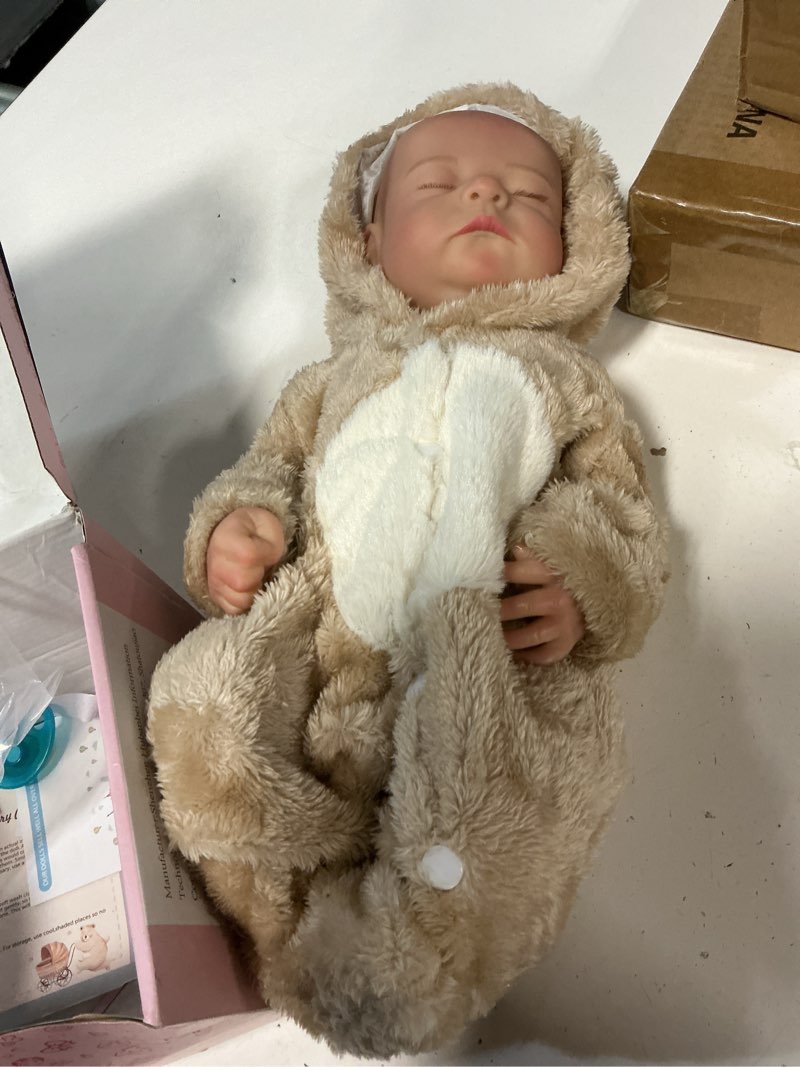 Condition photo showing Good Condition for babeside lifelike reborn baby dolls boy - 17-inch baby soft body realistic-newborn baby doll silicone full body vinyl real life baby dolls with toy accessories for kids age 3+ light brown