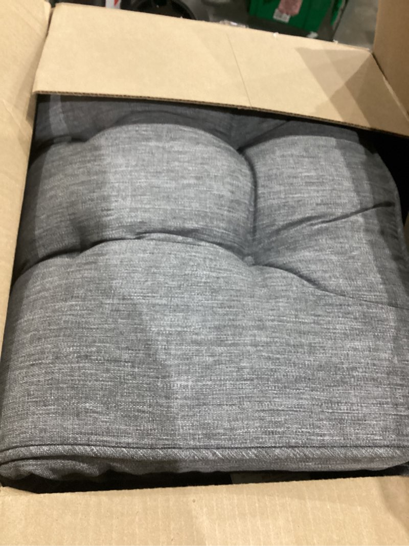 Condition photo showing Good Condition for SUNROX Memory Foam Jumbo Rocking Chair Cushions, FadeShield Water Resistant Non Slip Durable Tufted Pads, Set of Seat & Back Cushion with Ties for Indoor/Outdoor Rocker, 2 Piece, Heather Charcoal Jumbo- 28"X18"/18"X18" Heather Charcoal