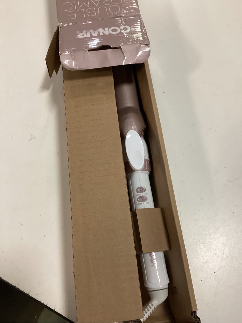 Condition photo showing Good Condition for conair double ceramic 1 ¼-inch extra long barrel curling iron | extra-long 7.5-in. barrel with cool tip, styles loose curls on medium and long hair, white/rose gold, cd709l white/rose gold 1.25 inch extra long barrel