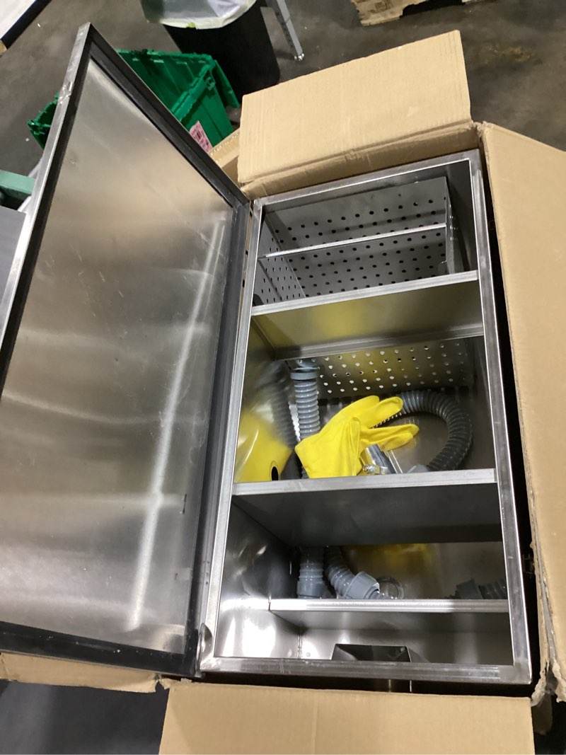 Condition photo showing Good Condition for beamnova commercial grease trap 25lbs stainless steel interceptor, side inlet for restaurant home kitchen tools