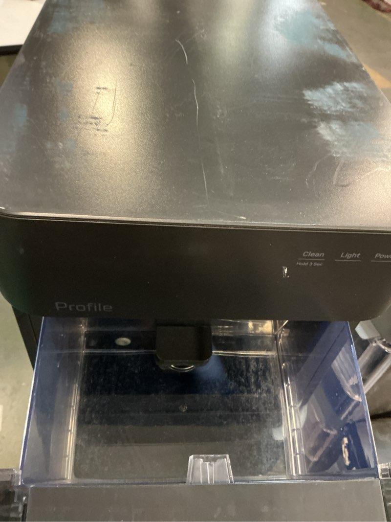 Condition photo showing As Is for GE Profile Opal 2.0 Ultra Nugget Ice Maker with Scale Inhibiting Filter, Scoop Included, 38 lbs in 24 Hours, Pellet Ice Machine with WiFi & Smart Connected, Black