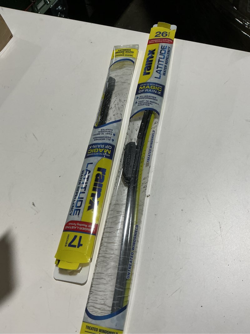 Condition photo showing As Is for Rain-X 810195 Latitude 2-In-1 Water Repellent Wiper Blades, 26" and 17" Windshield Wipers (Pack Of 2), Automotive Replacement Windshield Wiper Blades With Patented Rain-X Water Repellency Formula 26" and 17" Latitude