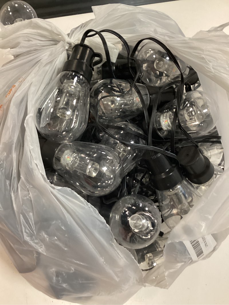 Condition photo showing Good Condition for outdoor string lights,200ft smart rgb+ic patio lights with shatterproof led bulbs ,outside light dimmable patio for decor diy ip67 waterproof ,courtyard, garden,holiday,led lights more scene modes 200ft outdoor