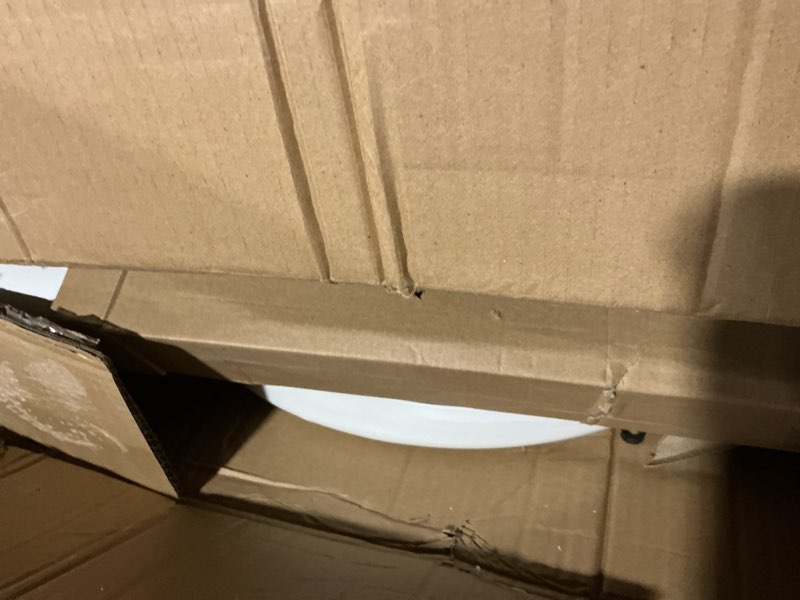 Condition photo showing As Is for Height Adjustable Rolling TV Stand for 37-86 Inch TV up to 110 Pounds, Portrait to Landscape, Heavy Duty Mobile TV Cart with Shelf Max VESA 600x400mm (White)