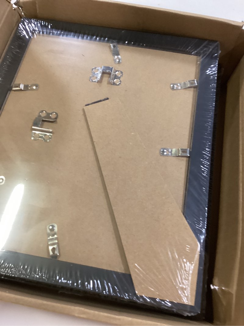 Condition photo showing New/Like New for 8x10 picture frame set of 4, made of real glass and black wooden frame, 8 by 10 photo for wall or tabletop - display picture 5x7 with mat or 8x10 without mat black 8x10 in