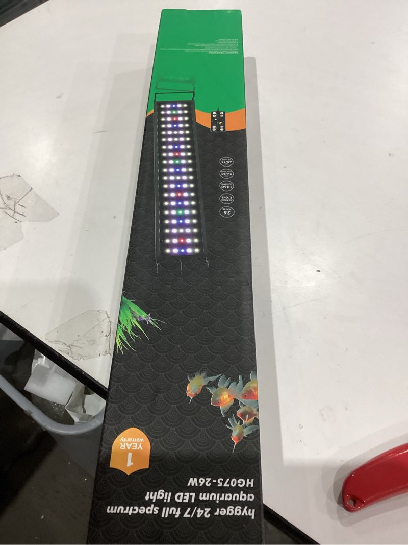 Condition photo showing As Is for hygger Aquarium LED Light Fish Tank Full Spectrum Lighting with 24/7 Day-Night Cycle Mode & Auto On/Off Timer, 7 Colors Options, Dimmable, Extendable Bracket for 24~30in Freshwater Tank 26W for 24~30inch Tank