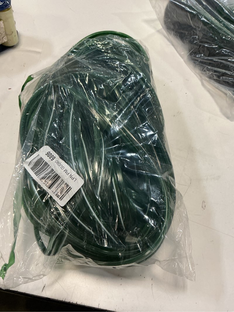 Condition photo showing As Is for secbulk 2026 reinforced sprinkler hose & soaker hose for yard - 50 ft flat garden hose with holes, heavy duty no-kink lawn irrigation hose (includes stakes, high pressure spray) 50ft