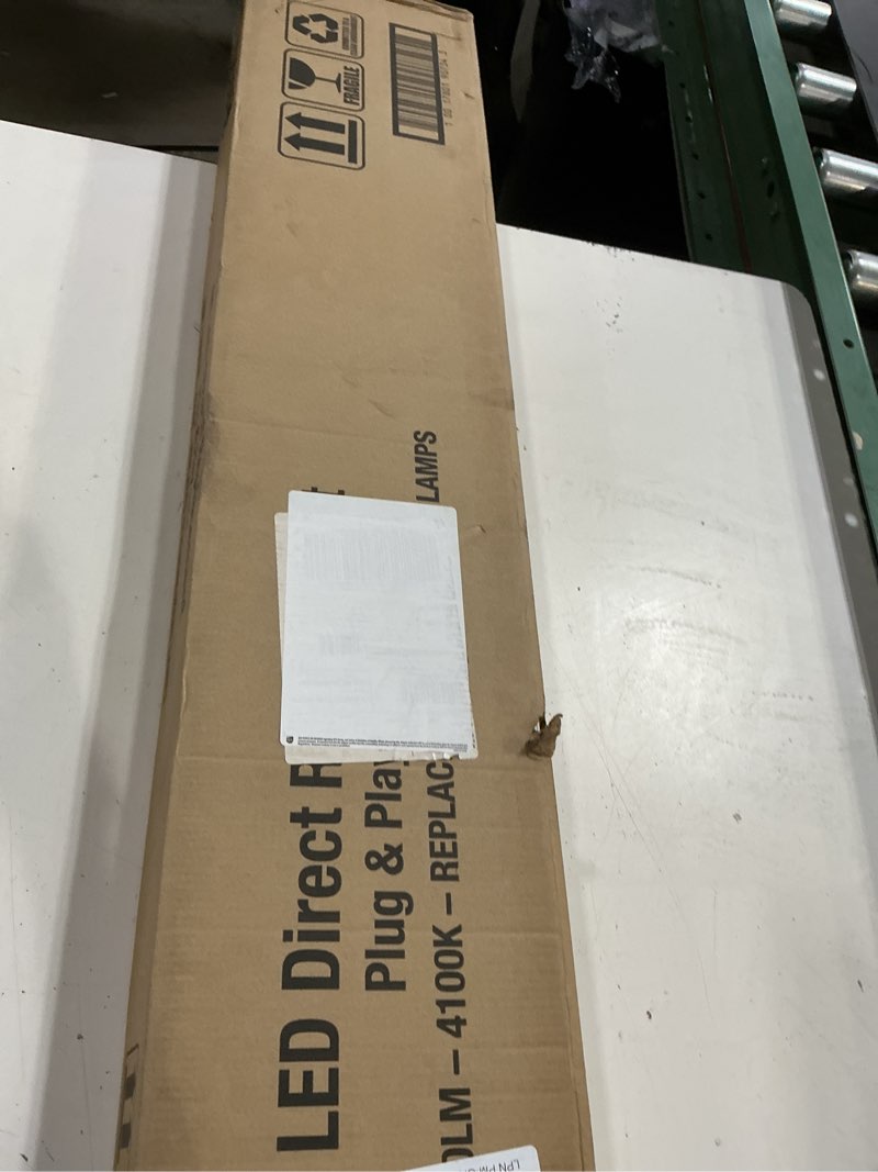 Condition photo showing New/Like New for feit electric led 4ft bulbs t8, 32 watt equivalent, type a tube light, plug & play, t8 led tubes, led fluorescent replacement, frosted, t848/840/ledg2/2/5, cool white, 10 pack 4100k daylight
