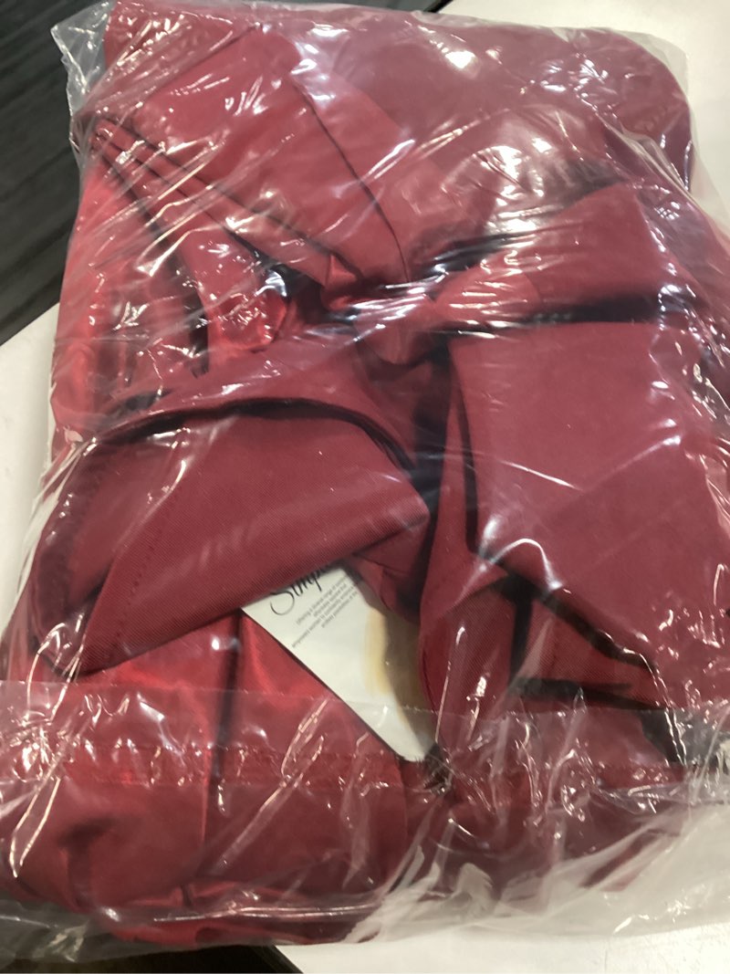Condition photo showing New/Like New for simplee womens trench coat double-breasted long dressy windbreaker overcoat fall winter outerwear burdundy red x-large