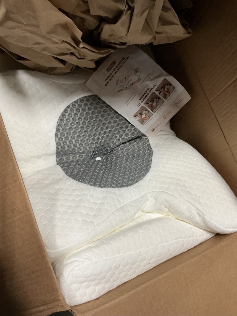 Condition photo showing Good Condition for sleep doctor approved cervical neck pillow sleeping, ergonomic contour side sleeper pillows adults, cooling orthopedic pillow pain relief support, memory foam back stomach sleepers grey standard gray standard